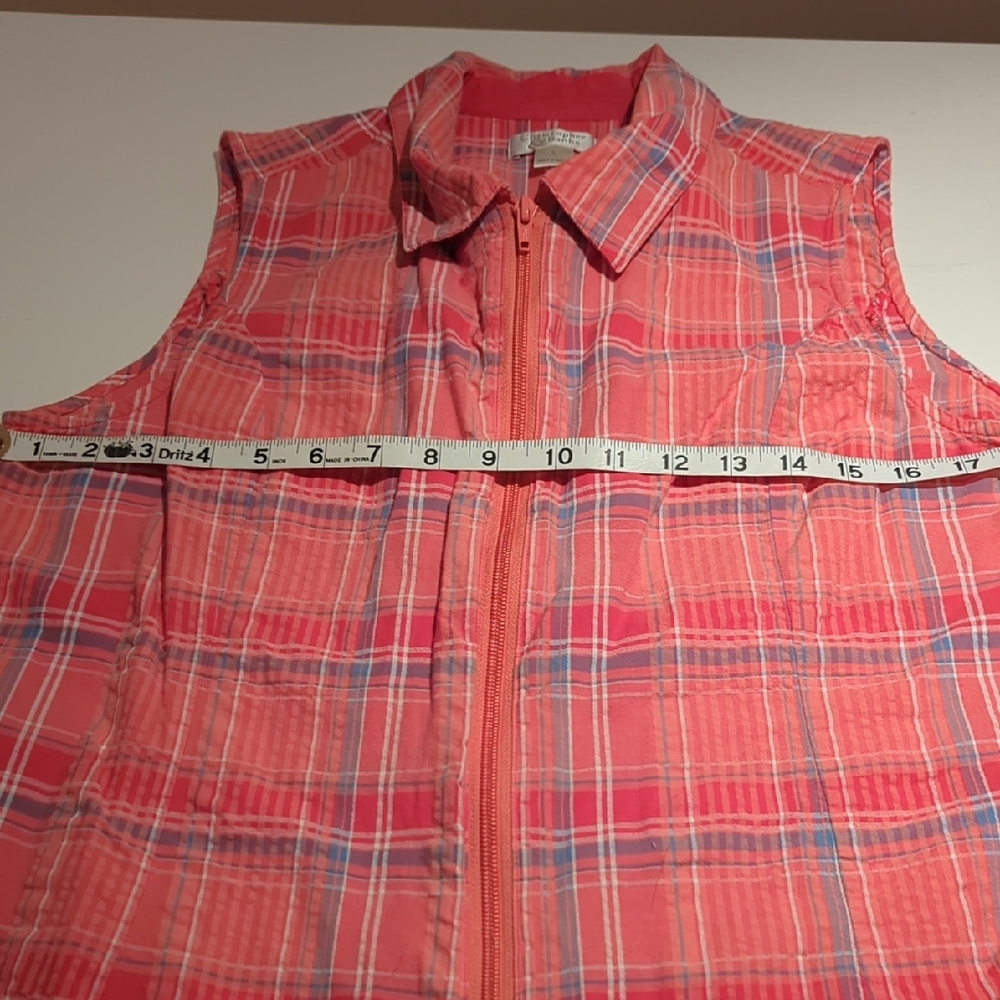 Christopher & Banks Orange Plaid Vest